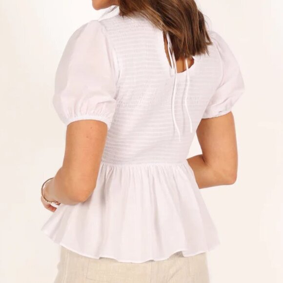 Petal & Pup Women's Short Sleeve Round Neckline Cotton White Top  Minot, size 2 - Picture 2 of 4